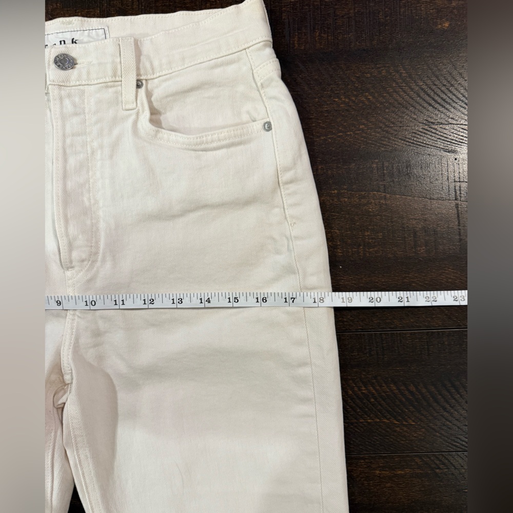 Frank & Eileen Monaghan Ivory High Rise Straight Crop Raw Hem Jeans 30 - Picture 6 of 15